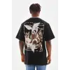 Erkek Baskılı T-Shirt Yazlık Kısa Kol Bisiklet Yaka Tişört - Siyah