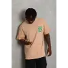 Erkek Baskılı T-Shirt Kısa Kol Bisiklet Yaka Regular Fit Tişört - Bej