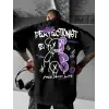 Erkek T-shirt Baskılı Bisiklet Yaka Kısa Kol Tişört - Siyah