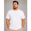 Erkek Battal Big Size Basic Tişört Bisiklet Yaka Rahat Kalıp T-Shirt - Beyaz