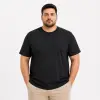 Erkek Battal Big Size Basic Tişört Bisiklet Yaka Rahat Kalıp T-Shirt - Siyah