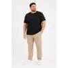 Erkek Battal Big Size Basic Tişört Bisiklet Yaka Rahat Kalıp T-Shirt - Siyah