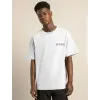 Erkek Kısa Kol Yazlık Tişört Bisiklet Yaka Baskılı Oversize T-Shirt - Beyaz
