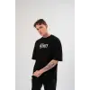 Erkek Tişört Yazlık Bisiklet Yaka Baskılı Kısa kol T-Shirt - Siyah