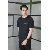 Erkek Kısa Kol Yazlık Tişört Bisiklet Yaka Baskılı Oversize T-Shirt - Siyah