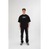 Erkek Tişört Yazlık Bisiklet Yaka Baskılı Kısa kol T-Shirt - Siyah