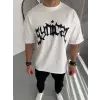 ERKEK Tişört Bisiklet Yaka Baskılı Kısa kol T-Shirt - Beyaz