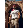 Erkek Kısa Kol Yazlık Tişört Bisiklet Yaka Baskılı Oversize T-Shirt - Beyaz