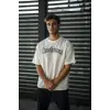 Erkek Kısa Kol Yazlık Tişört Bisiklet Yaka Baskılı Oversize T-Shirt - Beyaz