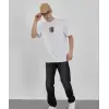 Erkek Kısa Kol Yazlık Tişört Bisiklet Yaka Baskılı Oversize T-Shirt - Beyaz