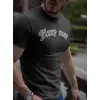 Erkek Tişort Bisiklet Yaka Baskılı kısa kol T-Shirt - Siyah