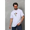 Erkek Baskılı T-Shirt Kısa Kol Bisiklet Yaka Regular Fit Rahat Kalıp Tişört -  Beyaz