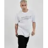 Erkek Kısa Kol Yazlık Tişört Bisiklet Yaka Baskılı Oversize T-Shirt -  Beyaz