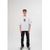 Erkek Kısa Kol Tişört Göğüs ve Kol Bisiklet Yaka Baskılı T-Shirt - Beyaz