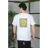 Erkek Kısa Kol Yazlık Tişört Bisiklet Yaka Baskılı Oversize T-Shirt - Beyaz