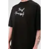 Erkek Kısa Kol Yazlık Tişört Bisiklet Yaka Baskılı Oversize T-Shirt -  Siyah