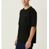 Erkek Kısa Kol Tişört Bisiklet Yaka KALP Baskılı Oversize T-Shirt - Siyah