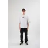 Erkek Kısa Kol Yazlık Tişört Bisiklet Yaka Baskılı Oversize T-Shirt - Siyah