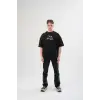 Erkek Kısa Kol Yazlık Tişört Bisiklet Yaka Baskılı Oversize T-Shirt -  Siyah