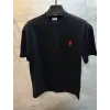 Erkek Kısa Kol Tişört Bisiklet Yaka KALP Baskılı Oversize T-Shirt - Siyah