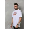 Erkek Baskılı T-Shirt Kısa Kol Bisiklet Yaka Regular Fit Rahat Kalıp Tişört -  Beyaz