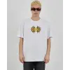 Erkek Kısa Kol Yazlık Tişört Bisiklet Yaka Baskılı Oversize T-Shirt - Beyaz