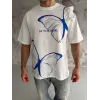 Erkek Kısa Kol Yazlık Tişört Bisiklet Yaka Baskılı Oversize T-Shirt - Beyaz