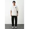 Erkek Kısa Kol Yazlık Tişört Bisiklet Yaka Baskılı Oversize T-Shirt - Beyaz