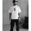 Erkek Kısa Kol Yazlık Tişört Bisiklet Yaka Baskılı Oversize T-Shirt - Beyaz