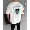 Erkek Kısa Kol Tişört Bisiklet Yaka W Wildone Baskılı T-Shirt - Beyaz