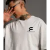 Erkek Kısa Kol Yazlık Tişört Bisiklet Yaka Baskılı Oversize T-Shirt - Beyaz