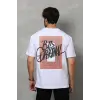 Erkek Baskılı T-Shirt Kısa Kol Bisiklet Yaka Regular Fit Rahat Kalıp Tişört -  Beyaz
