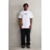 Erkek Bisiklet Yaka Baskılı Oversize T-Shirt - Beyaz