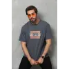Erkek Baskılı T-Shirt Kısa Kol Bisiklet Yaka Regular Fit Rahat Kalıp Tişört -  Füme