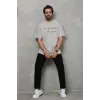Erkek Kısa Kol Yazlık Tişört Bisiklet Yaka Baskılı Oversize T-Shirt - Gri