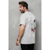 Erkek Kısa Kol Yazlık Tişört Bisiklet Yaka Baskılı Oversize T-Shirt - Gri