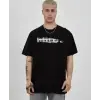 Erkek Kısa Kol Yazlık Tişört Bisiklet Yaka Baskılı Oversize T-Shirt - Siyah