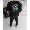 Erkek Kısa Kol Tişört Bisiklet Yaka W Wildone Baskılı T-Shirt - Siyah