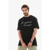 Erkek Kısa Kol Yazlık Tişört Bisiklet Yaka Baskılı Oversize T-Shirt - Siyah