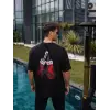 Erkek Kısa Kol Tişört Bisiklet Yaka Box Eldiven Baskılı T-Shirt -  Siyah