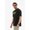 Erkek Kısa Kol Yazlık Tişört Bisiklet Yaka Baskılı Oversize T-Shirt - Siyah