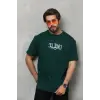 Erkek Kısa Kol Yazlık Tişört Bisiklet Yaka Baskılı Oversize T-Shirt - Yeşil