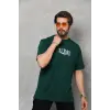 Erkek Kısa Kol Yazlık Tişört Bisiklet Yaka Baskılı Oversize T-Shirt - Yeşil