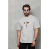 Erkek Baskılı T-Shirt Kısa Kol Bisiklet Yaka Regular Fit Rahat Kalıp Tişört -  Gri
