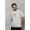 Erkek Baskılı T-Shirt Kısa Kol Bisiklet Yaka Regular Fit Rahat Kalıp Tişört -  Gri