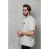 Erkek Baskılı T-Shirt Kısa Kol Bisiklet Yaka Regular Fit Rahat Kalıp Tişört -  Gri