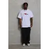 Erkek Kısa Kol Yazlık Tişört Bisiklet Yaka Baskılı Oversize T-Shirt - Beyaz