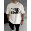 Erkek Tişört Kısa Kol Bisiklet Yaka Katlanan HANIMCI Baskılı T-Shirt - Beyaz