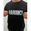 Erkek Tişört Kısa Kol Bisiklet Yaka Katlanan HANIMCI Baskılı T-Shirt - Siyah