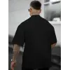 Erkek Kısa Kol Yazlık Tişört Bisiklet Yaka GÜL Baskılı T-Shirt - Siyah